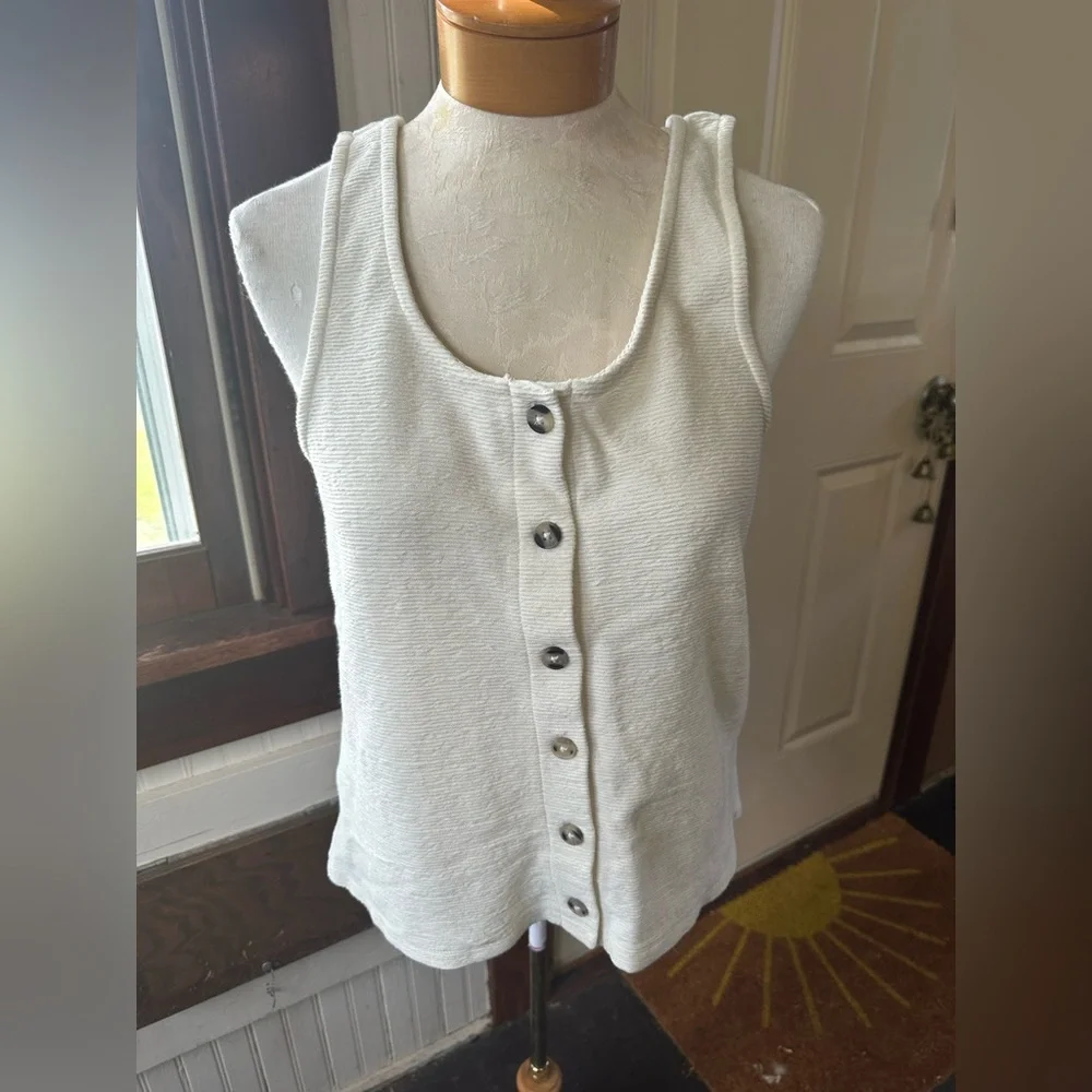 Madewell Cream Button-Front Tank Top - Picture 1 of 3
